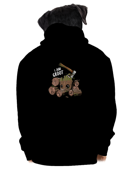I Am Groot pánska mikina na zips Black