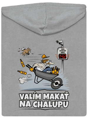 Valím na chalupu pánska mikina na zips Light Melange