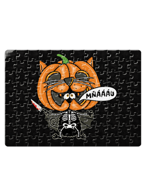 Halloweenská kočička puzzle White