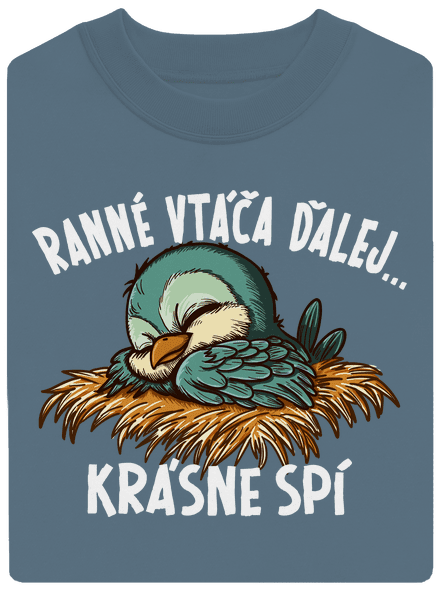 Ranné vtáča spí unisex mikina bez kapucne Nordic Blue