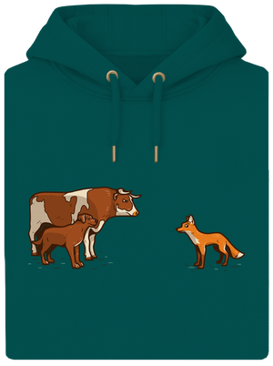 Vůl, pes a vulpes unisex mikina premium Emerald Green