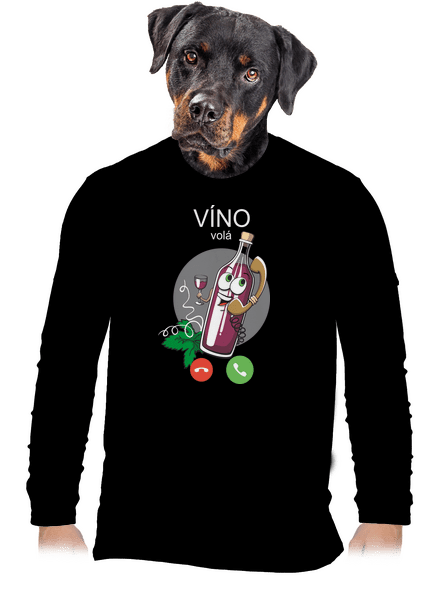 Červené víno volá pánske dlhý rukáv Black