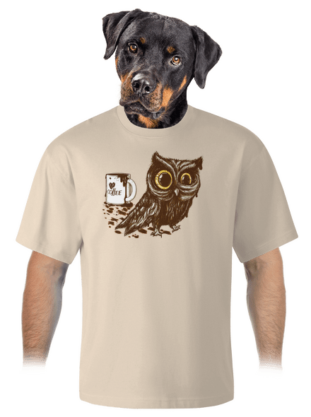 Sova na kofeínu unisex tričko oversized Almond