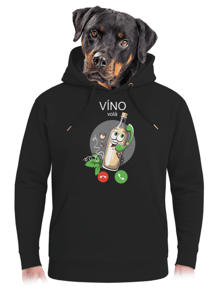 Biele víno volá unisex mikina premium Dark Black