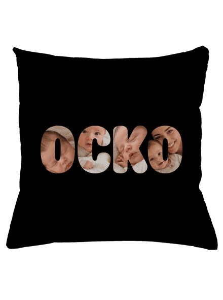 Nápis ocko z vlastných fotiek vankúš Black