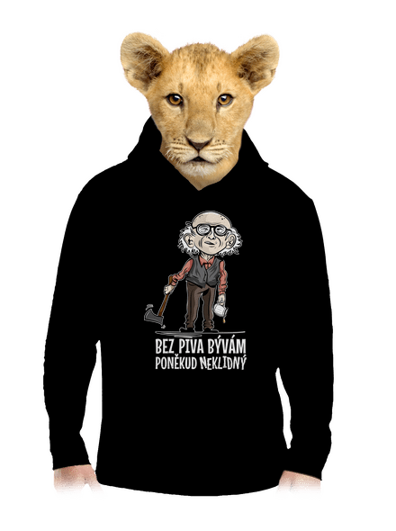 Neklidný bez piva detská mikina klokanka Black