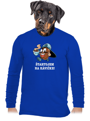Štartujem na kávičke pánske dlhý rukáv Royal Blue