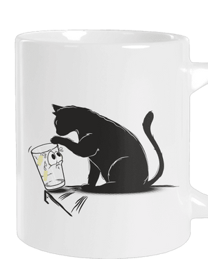 Mačka a pohár veľký hrnček White