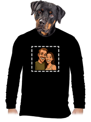 Karikatúra z vlastnej fotky pánske dlhý rukáv Black