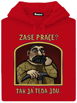 Zase práce? pánska mikina klokanka Red