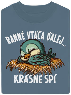 Ranné vtáča spí unisex mikina bez kapucne Nordic Blue