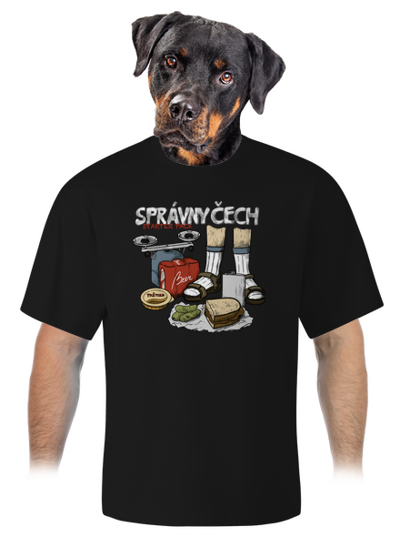 Správny Čech unisex tričko oversized Black