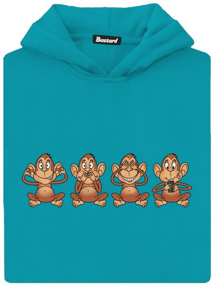 Opička s mobilom detská mikina klokanka Hawaiian Blue