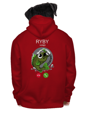 Ryby volají pánska mikina na zips Red