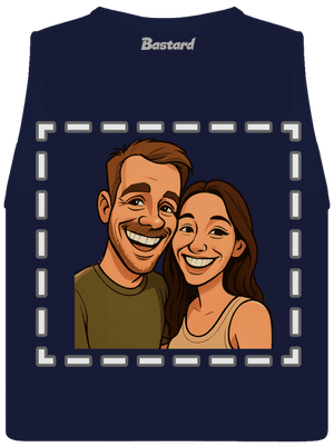 Karikatúra z vlastnej fotky dámske tielko voľné Navy