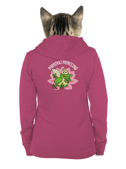 Pobozkaj princeznú a princa dámska mikina na zips Magenta
