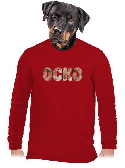Nápis ocko z vlastných fotiek pánske dlhý rukáv Red