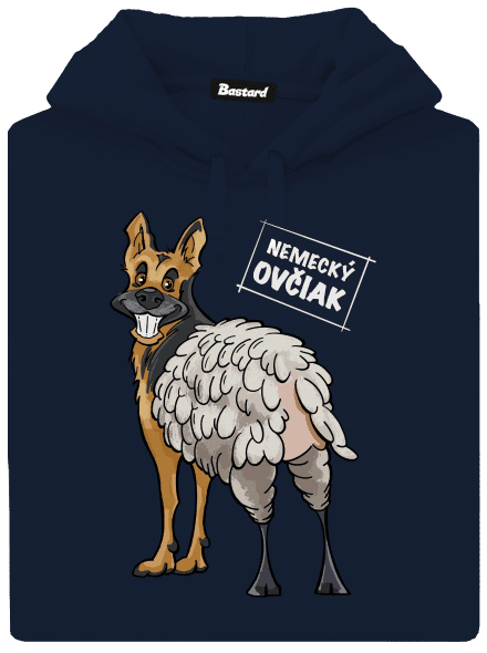 Nemecký ovčiak pánska mikina klokanka Navy