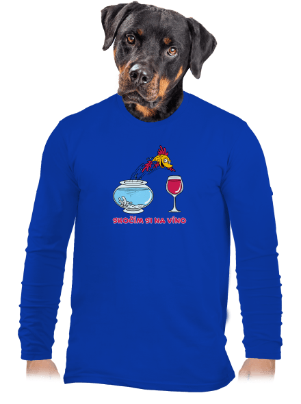 Skočím si na víno pánske dlhý rukáv Royal Blue