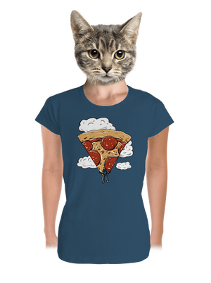 Pizzašutista dámske tričko prémium Petrol Blue