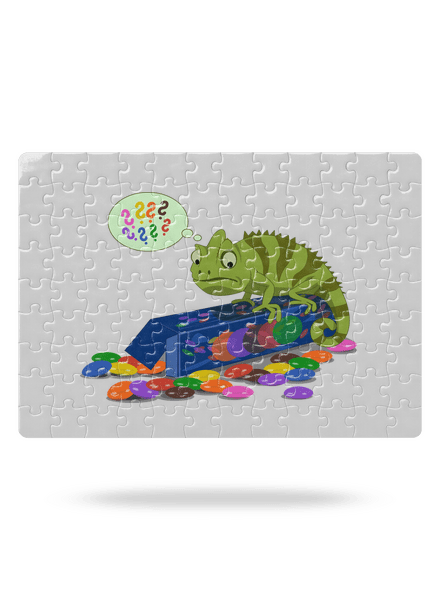 Zmätený chameleón puzzle White