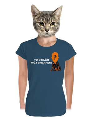 Tu strážim ja dámske tričko prémium Petrol Blue