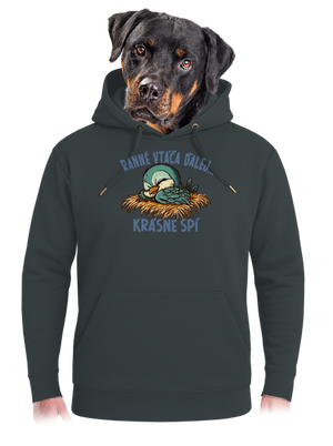 Ranné vtáča spí unisex mikina premium Charcoal