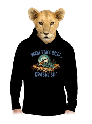 Ranné vtáča spí detská mikina klokanka Black