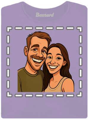 Karikatúra z vlastnej fotky dámske tričko s lemom Lavender