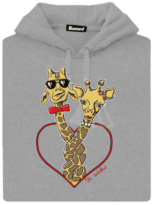 Žirafy vo zväzku pánska mikina klokanka Light Melange