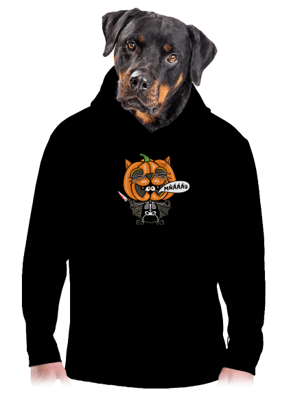 Halloweenská kočička pánska mikina klokanka Black