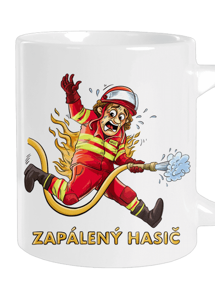 Zapálený hasič a hasička veľký hrnček White