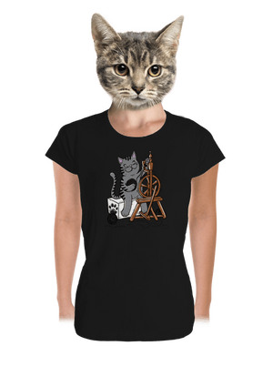 Mačka pradie dámske tričko prémium Black