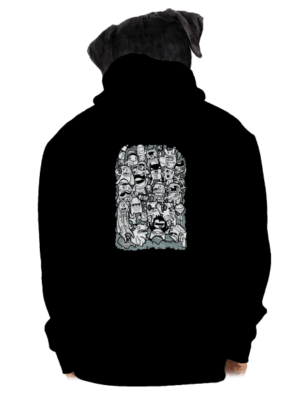 Doodle pánska mikina na zips Black
