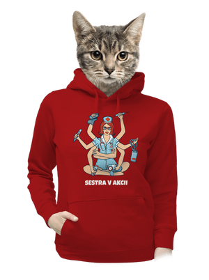 Sestra v akcii dámska mikina klokanka Red Mal