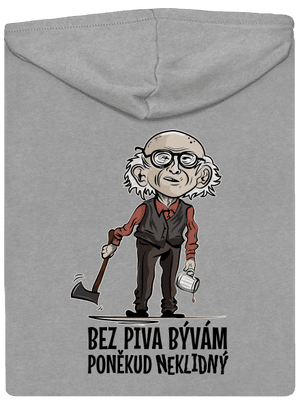 Neklidný bez piva pánska mikina na zips Light Melange