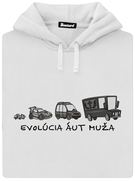 Evolúcia áut muža dámska mikina klokanka White