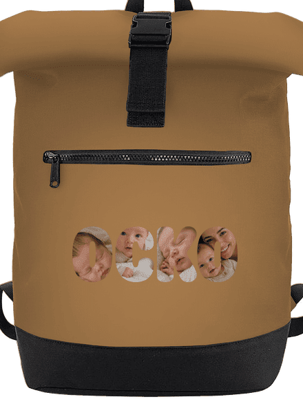 Nápis ocko z vlastných fotiek batoh Caramel