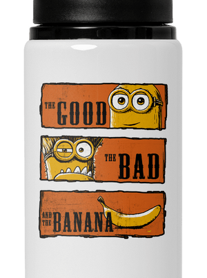 Hodný zlý a banán flaša na vodu White