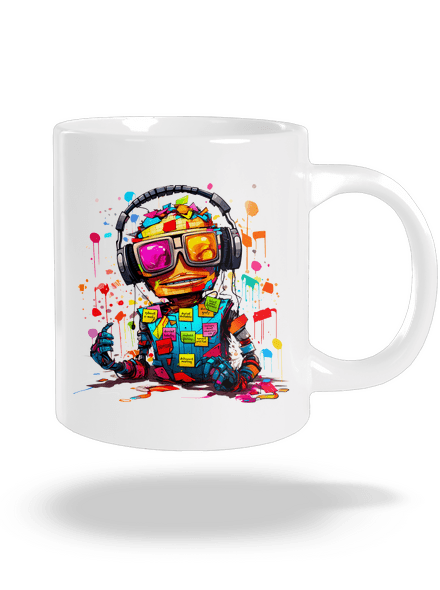 Workaholic robot veľký hrnček White