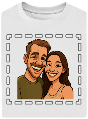 Karikatúra z vlastnej fotky unisex tričko oversized White