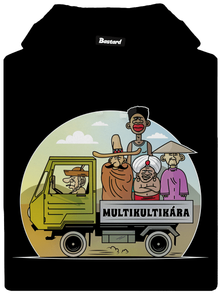 Multikultikára pánska mikina klokanka Black