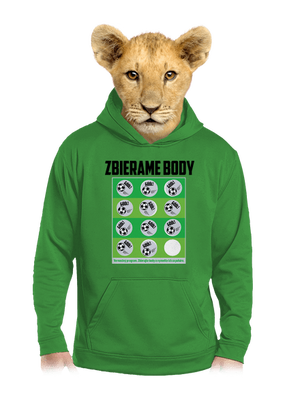 Zbierame body - futbal detská mikina klokanka Kelly Green AWD