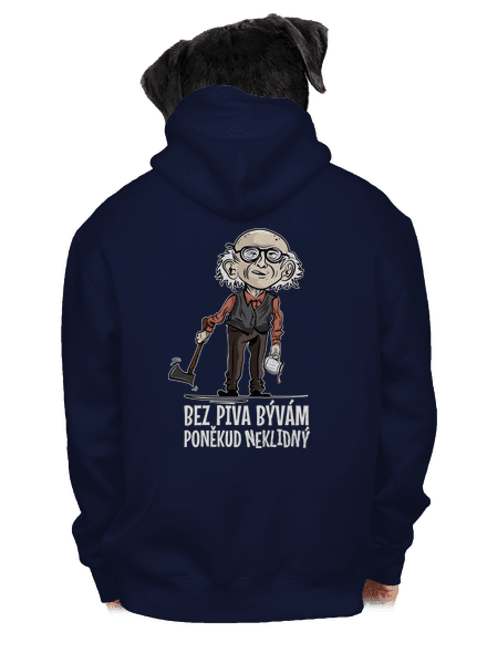 Neklidný bez piva pánska mikina na zips Navy