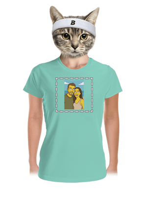 Simpsonovi z vlastnej fotky dámske športové tričko Mint Mal