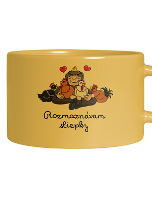 Rozmaznávam sliepky hrnček makronka Yellow Macaron