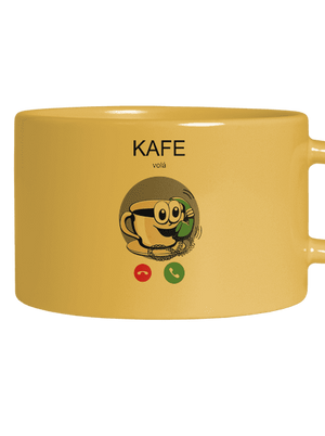 Kafe volá hrnček makronka Yellow Macaron