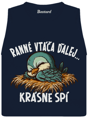 Ranné vtáča spí dámske tielko voľné Navy