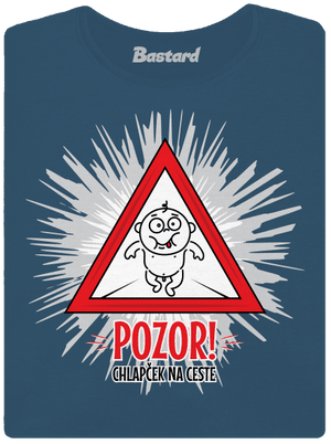 Chlapček na ceste dámske tričko prémium Petrol Blue