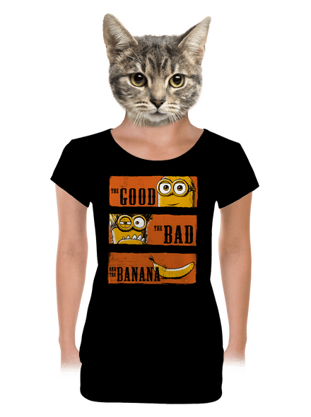Hodný zlý a banán dámske tričko s lemom Black